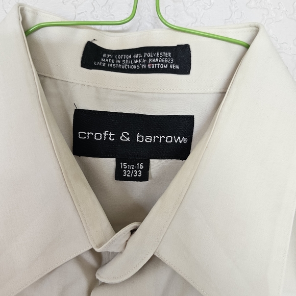 Men’s Long Sleeve Dress Shirt Cream Size 15.5-16 32/33 - Picture 3 of 3